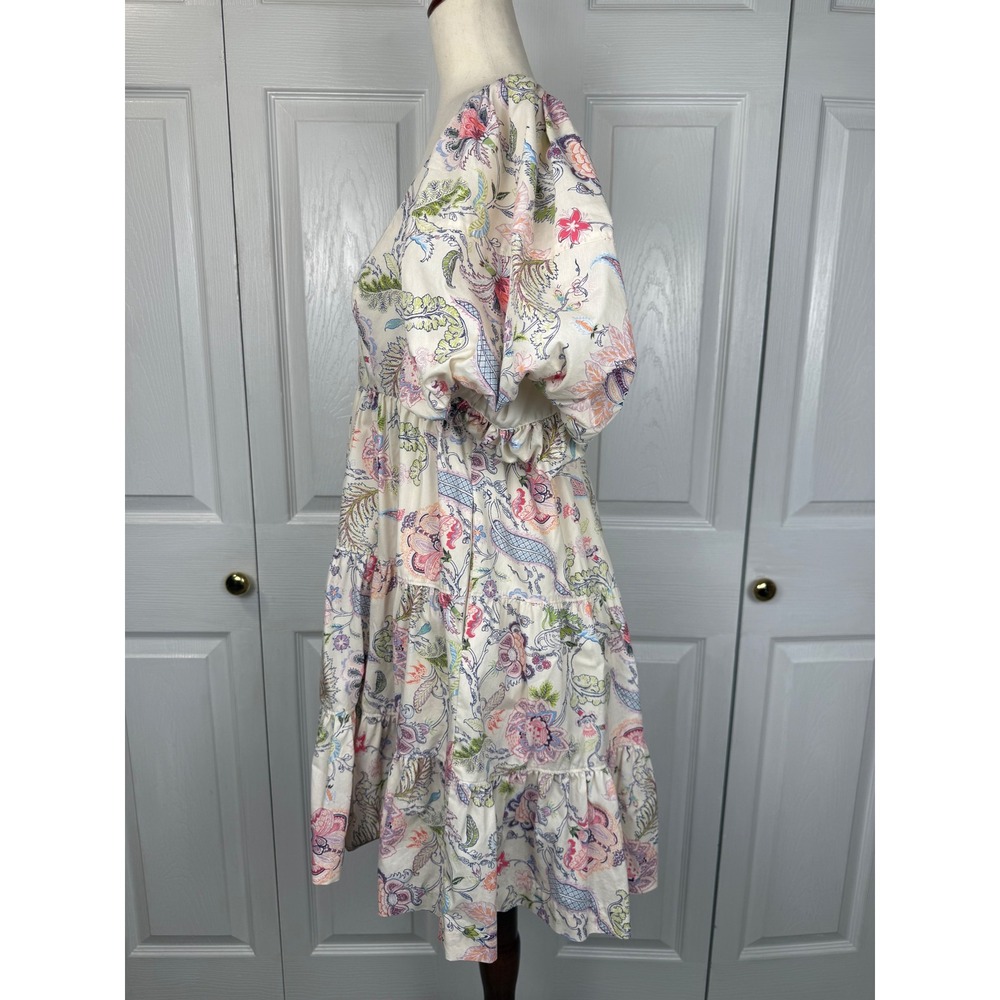 Cinq à Sept Ethel Paisley Puff Sleeve Babydoll Dress Size 8 - Picture 6 of 10